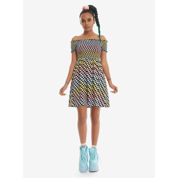 rainbow checkered dress